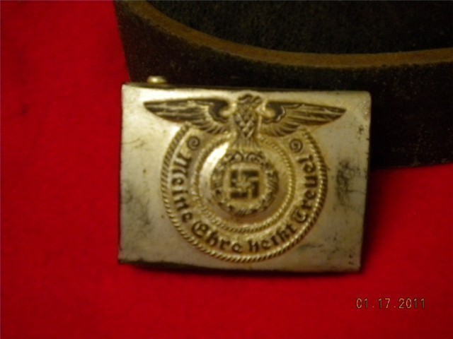 GERMAN WWII SS COMBAT BELT & BUCKLE PRE-1945 RZM 36/42 SS (RARE)-img-6
