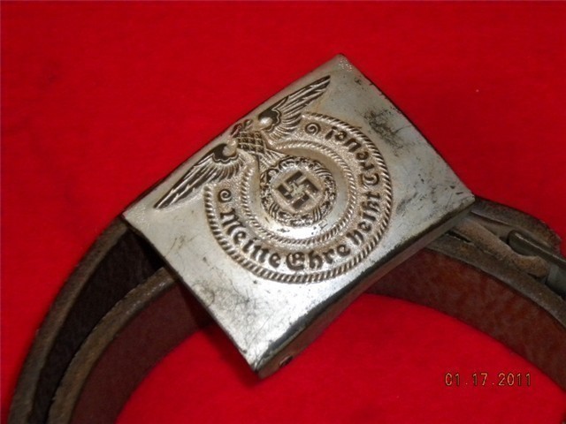 GERMAN WWII SS COMBAT BELT & BUCKLE PRE-1945 RZM 36/42 SS (RARE)-img-11