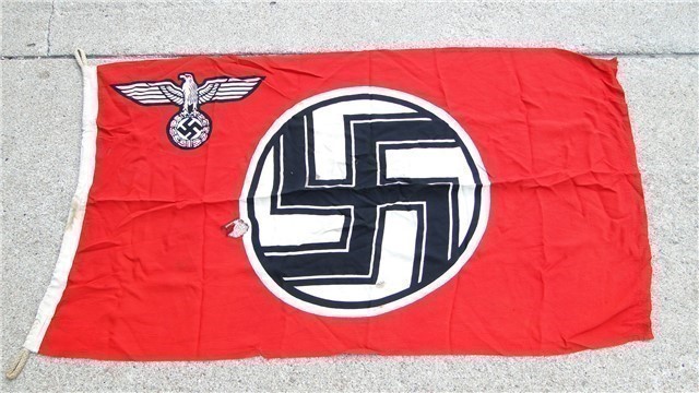 GERMAN WWII NAVAL KRIEGSMARINE MARKED PRINTED STATE SERVICE FLAG PRE-1945 -img-0