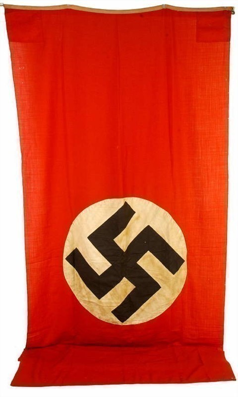 GERMAN WWII NSDAP DOUBLE SIDED MULTI-PIECE VERTICAL BANNER PRE-1945-img-0