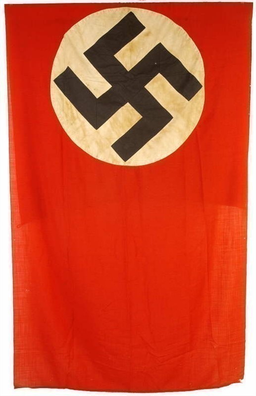 GERMAN WWII NSDAP DOUBLE SIDED MULTI-PIECE VERTICAL BANNER PRE-1945-img-1