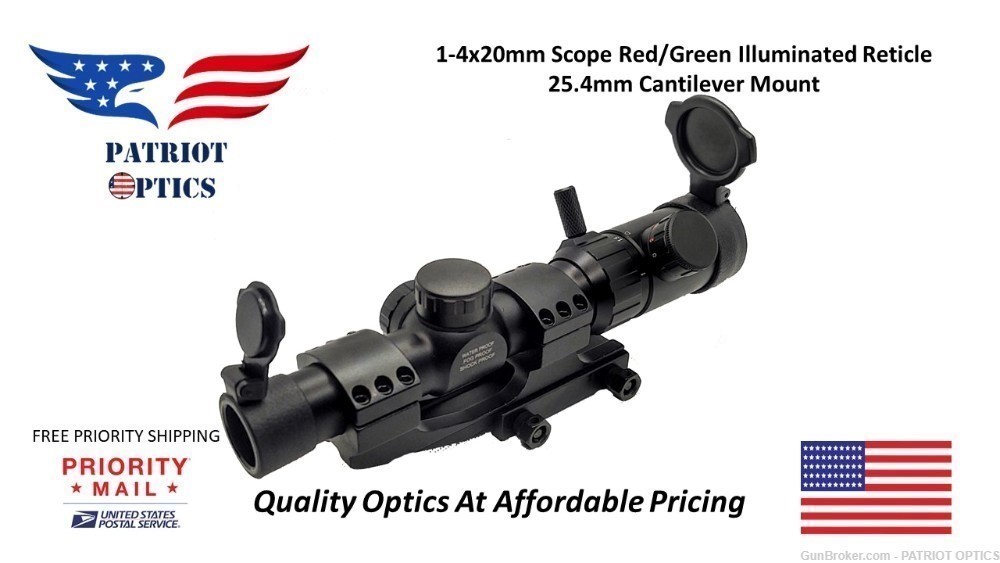 PATRIOT OPTICS 1-4x20 SFP Rifle Scope Illuminated Reticle W 25.4mm Mount-img-0