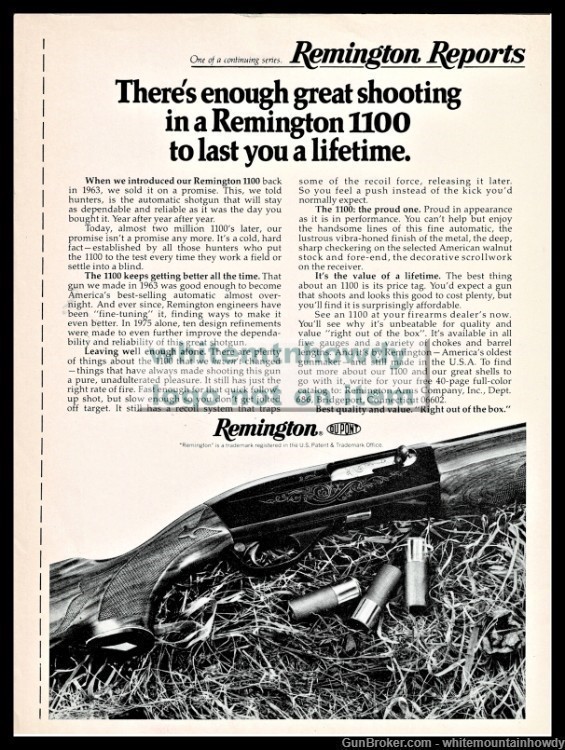 1976 REMINGTON 1100 Shotgun Photo AD Collectible Hunting Advertising-img-0