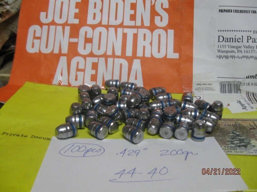 100 pcs 44-40 CAL 200gr RN FP Vintage WCF Lead Bullet; more; have ammo too-img-0