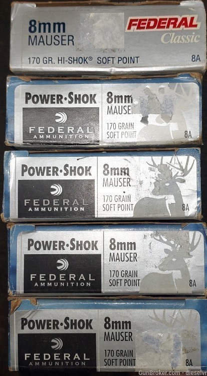 20 Rounds Federal 8mm Mauser 8x57 mm 170 Grain Soft Point Ammunition -img-0