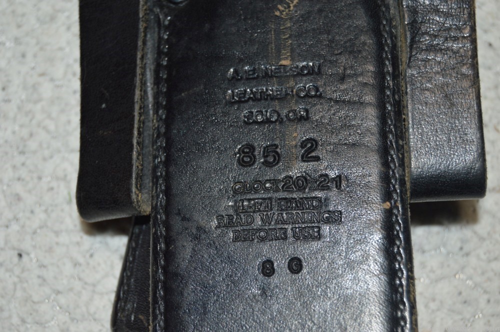 Left Hand Black Leather Thumbreak Paddle Holster For Glock 20 21 -img-2