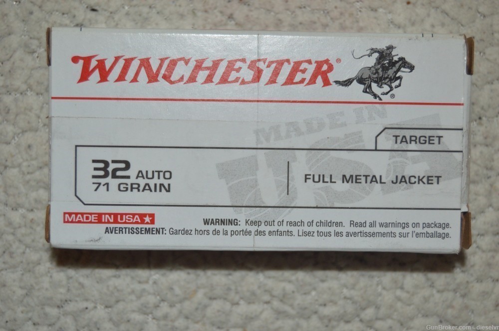 NEW Winchester USA 32 ACP 71 Grain FMJ Ammunition-img-0