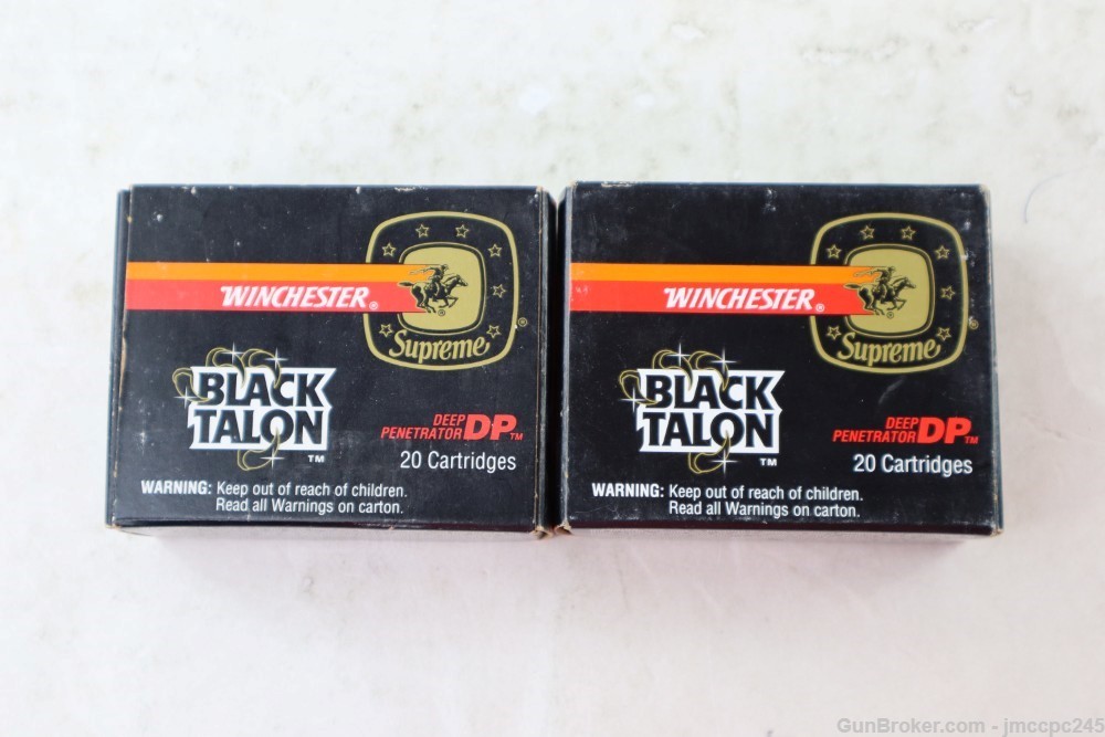 Rare Vintage Winchester 9mm Black Talon Ammo 2 Boxes 40 Rounds 147 GR SX-img-0