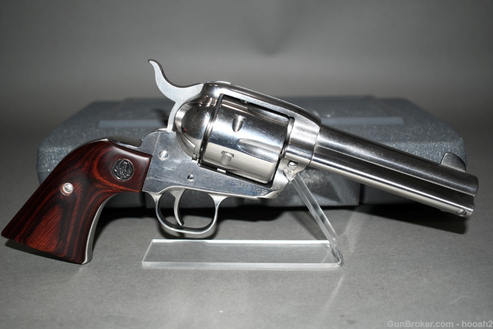 Nice Ruger New Vaquero High Gloss Stainless Revolver 4 5/8" 357 Mag W Box-img-0