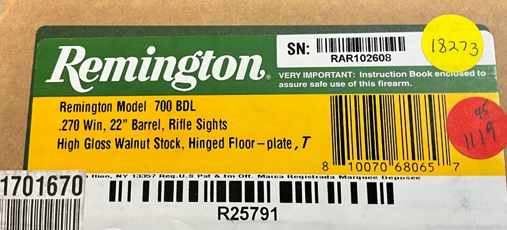Remington 700 BDL - R25791 - Walnut Stock - Hinged Floor - 270WIN - 18273-img-12