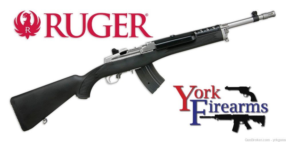 Ruger Mini Thirty 7.62x39mm 20RD 16" Stainless/Black Syn Rifle NEW 5868-img-0