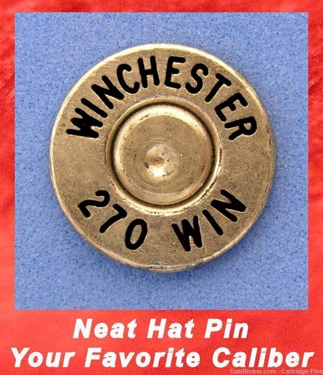 Winchester  270 WIN Nickel plated Cartridge Hat Pin  Tie Tac  Ammo Bullet-img-0
