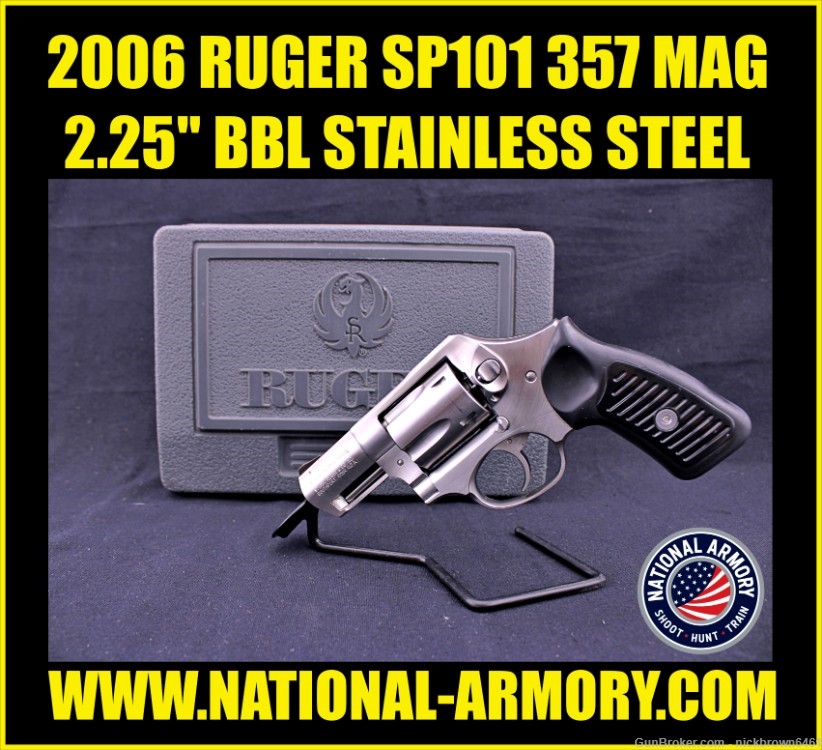 RUGER SP101 DAO SPURLESS HAMMER 357 MAG 2.25" BBL STAINLESS & FACTORY BOX-img-0