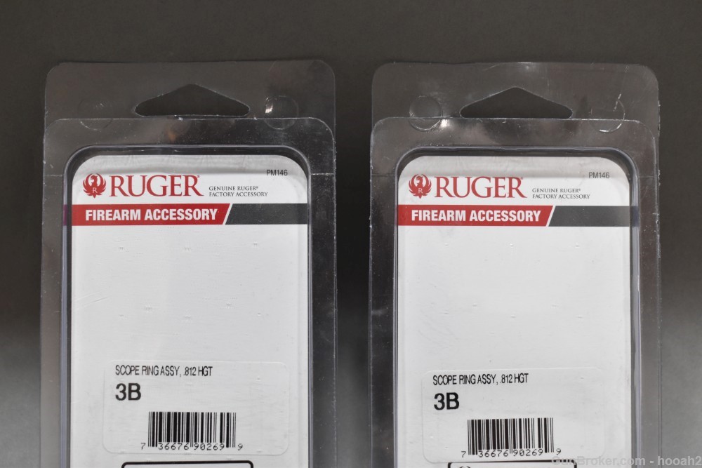 2 Ruger 3B Low 1" Black Scope Rings 90269 NOS-img-3