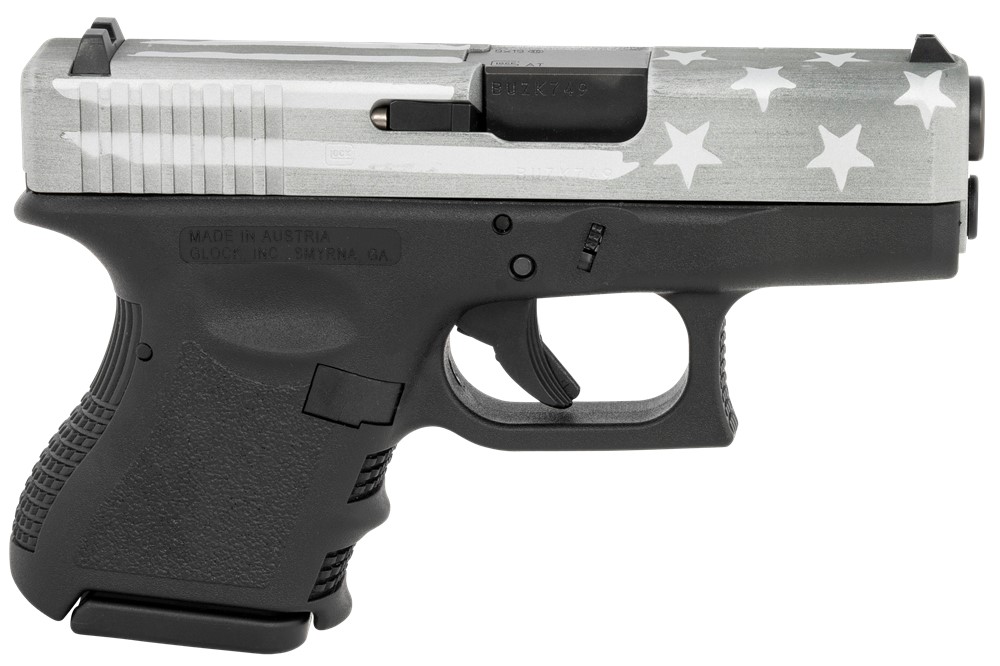 Glock G26 Gen3 Subcompact 9mm 3.43 10+1 Black Frame Gray Battle-worn Flag C-img-0