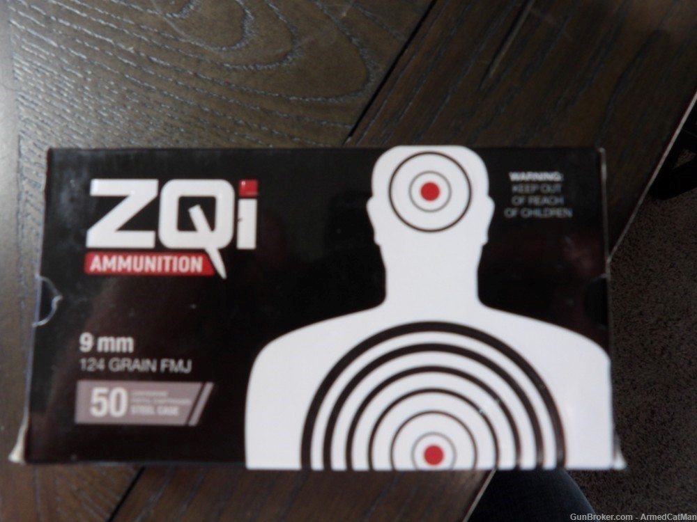 ZQI Ammunition 9mm Luger 124 Grain (50 Round Box) -Nickel Case-img-0