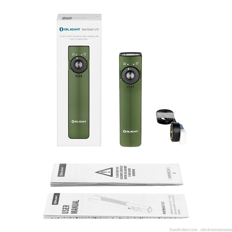 Olight Arkfeld UV + White LED Flashlight, 1000 Lum, OD Green, Neutral White-img-7