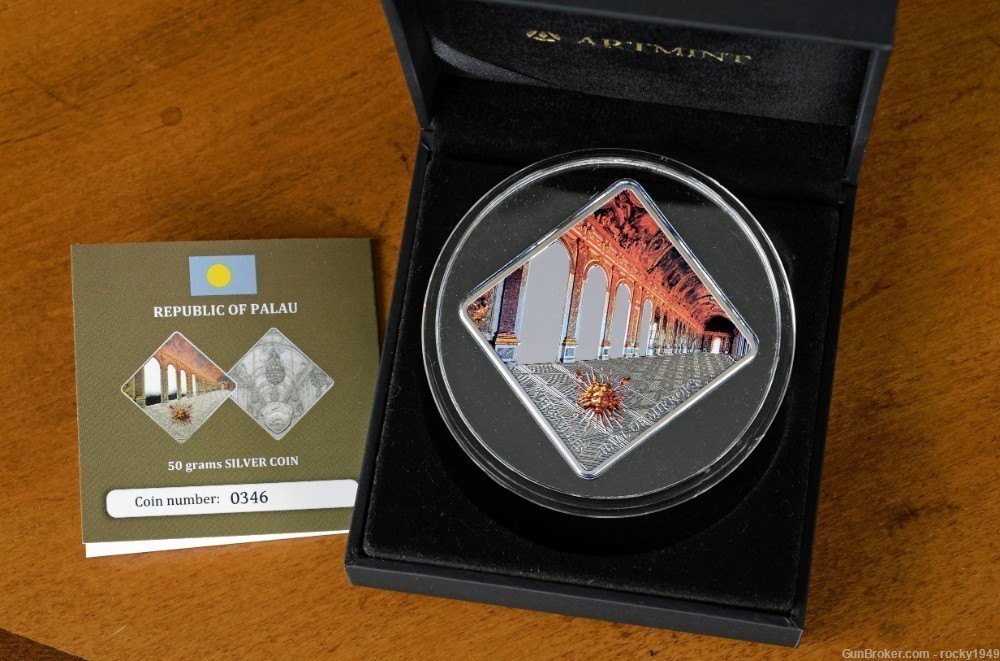 2013 Palau - Hall of Mirrors VERSAILLES 50 gram silver coin -img-2