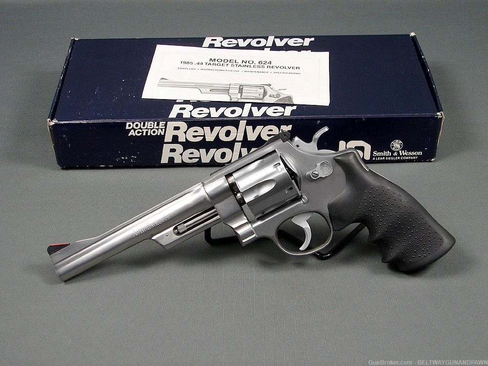 S&W Smith & Wesson 624 1st Model 44 Spl 6.5" Stainless w/Matching Box 1985-img-0