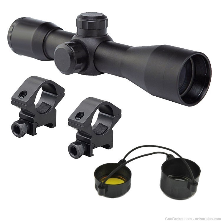 Compact 4x32 Rifle Scope + Picatinny Mounts Fits Ruger 5.7x28 LC Carbine-img-0