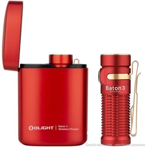 Olight Baton 3 Premium Edition Red, with Wireless Charger, 1200 Lumens-img-0