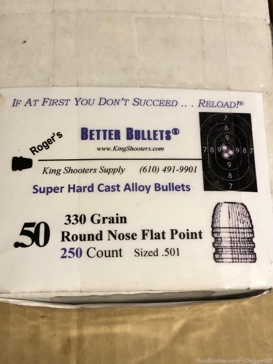 50 caliber 330 grain round nose flat point -img-0