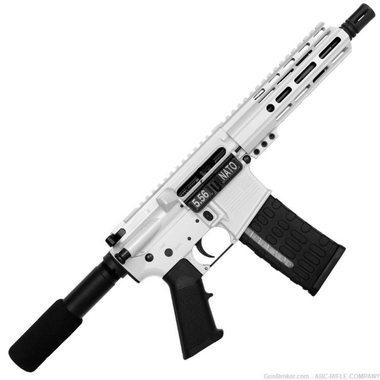 AR-15 Semi Auto .223 5.56 Pistol 7.5" Barrel 7" Custom D-Cut MLOK WHITE-img-0