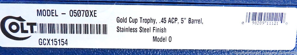 COLT 1911 GOLD CUP TROPHY 45acp 5" Gov Model SS SKU: o5070XE-img-12