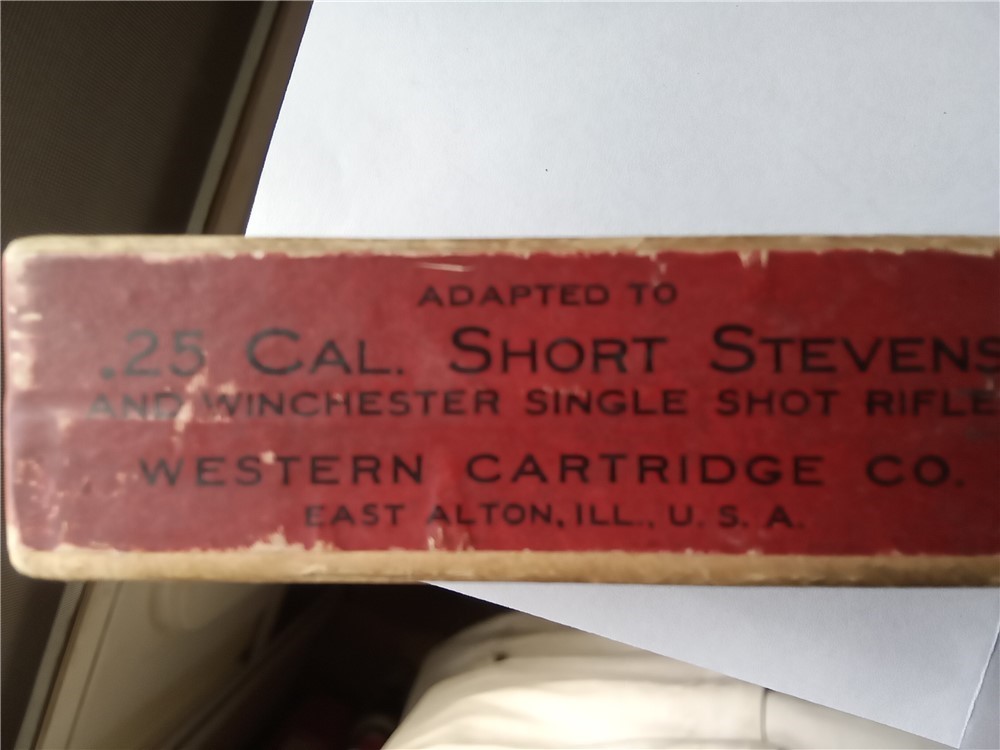 Vintage Western Cartridge Co. 25 Stevens short rim fire ammo-Sealed box-img-1