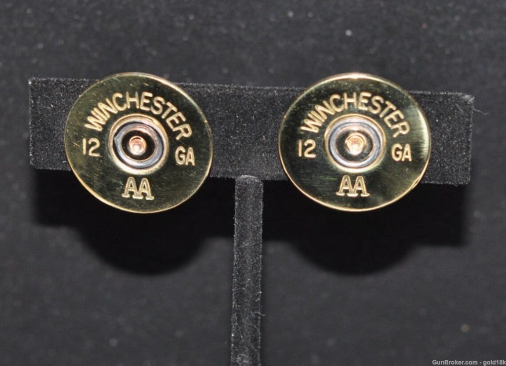 Winchester AA 12 Gauge Shotgun Shell Earrings Custom Made USA-img-0