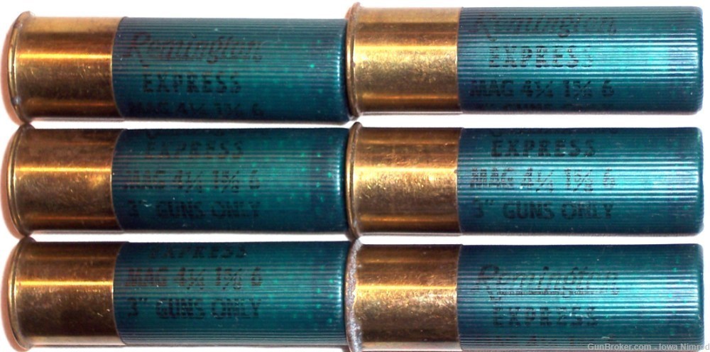Remington® 12-3” Gauge Express Mag 4¼ Dram 1-5/8 Oz #6 Shot 6 Round Vintage-img-0
