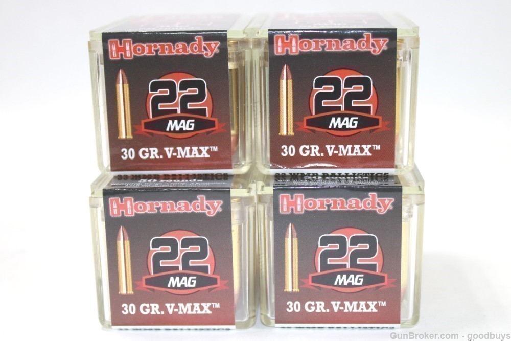 HORNADY 22MAG 30GR V MAX 83202 4 BOXES 22 MAG AMMO SALE-img-1