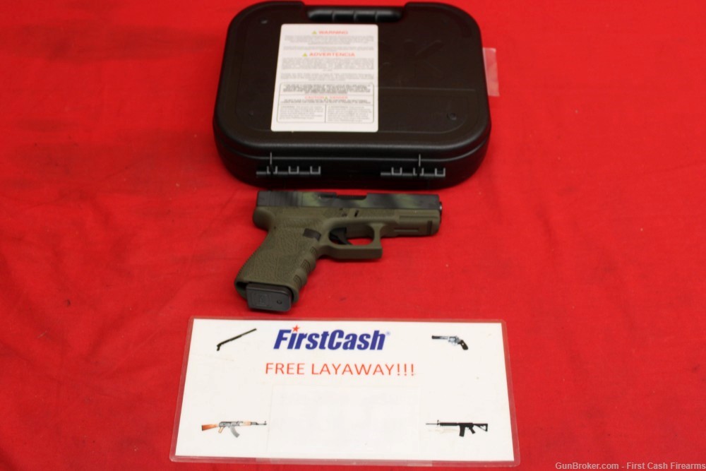 Glock 19 9mm OD Frame And Camo slide, GLK Custom Finish-img-0