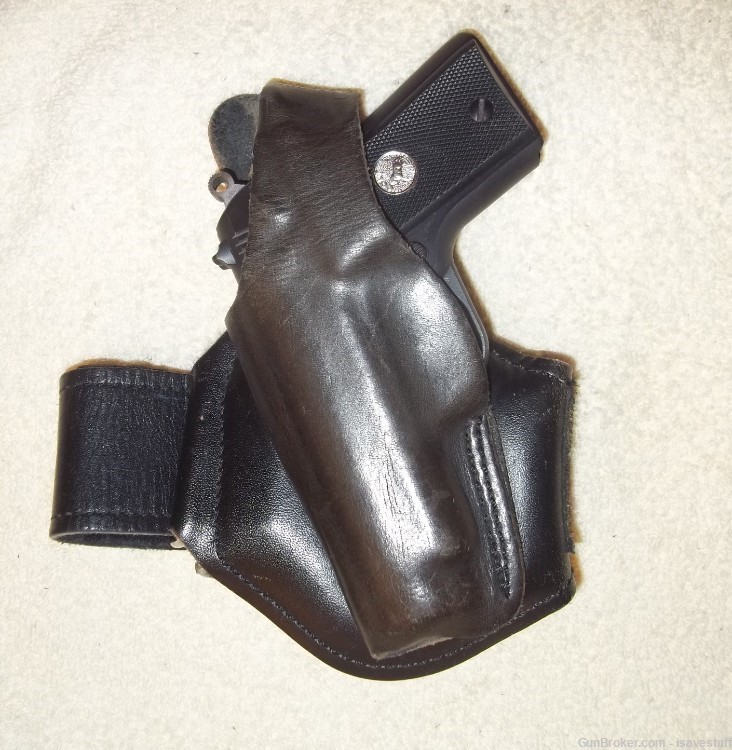 RARE Cobra Gun Skin LEFT HAND Leather Ankle Holster  Sig P238 Colt Mustang -img-0