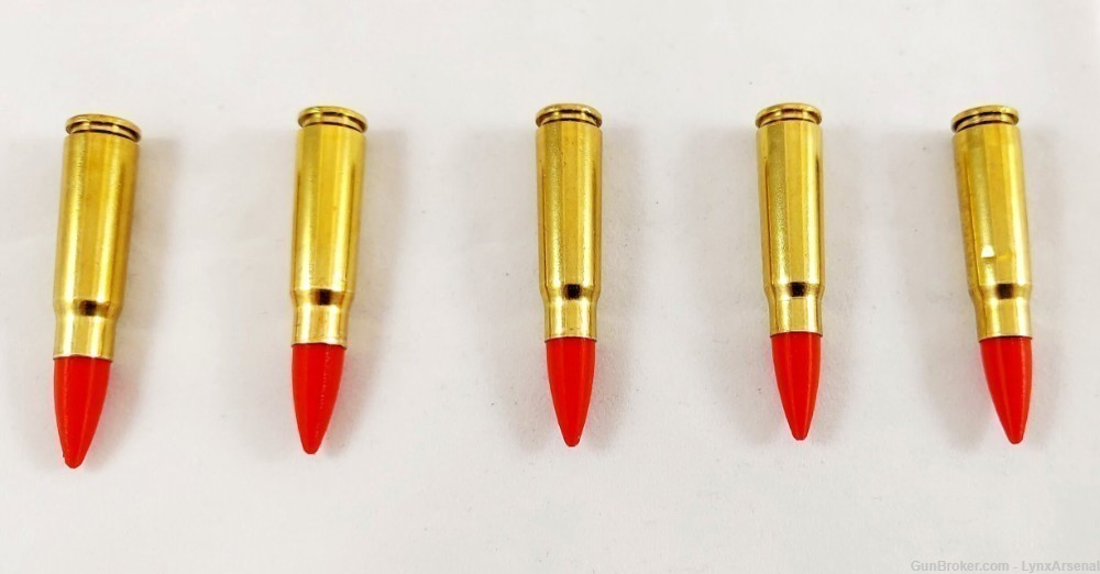 7.62x39 Brass Snap caps / Dummy Training Rounds - Set of 5 - Red-img-4
