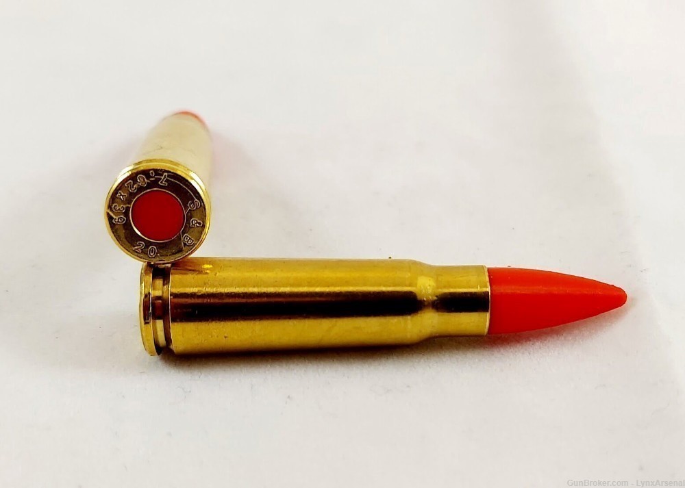 7.62x39 Brass Snap caps / Dummy Training Rounds - Set of 5 - Red-img-1