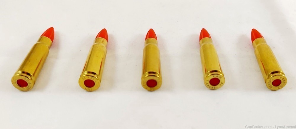 7.62x39 Brass Snap caps / Dummy Training Rounds - Set of 5 - Red-img-3