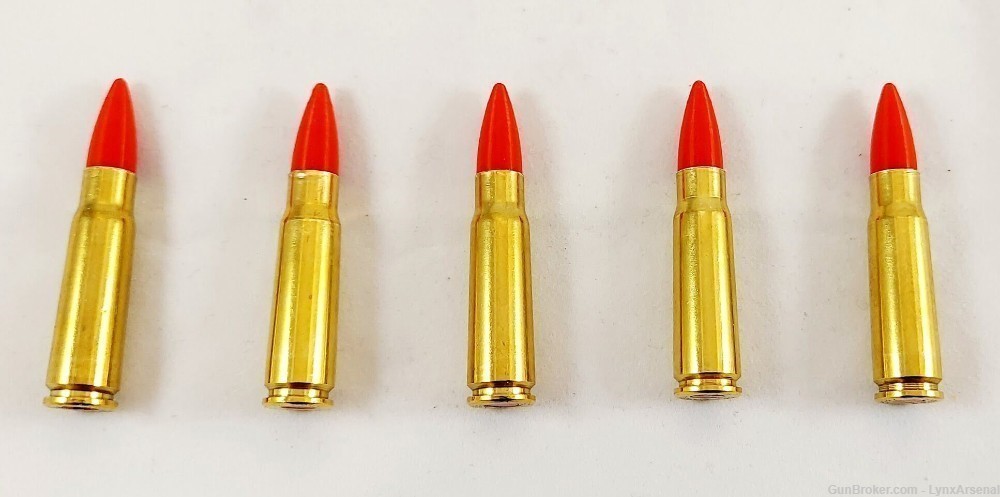 7.62x39 Brass Snap caps / Dummy Training Rounds - Set of 5 - Red-img-2
