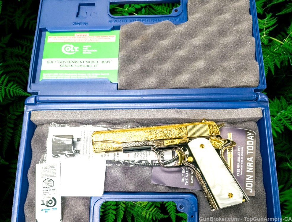 COLT 1911 Customized , 24K Gold, French Scrolls Engraved , 45ACP - RARE-img-8