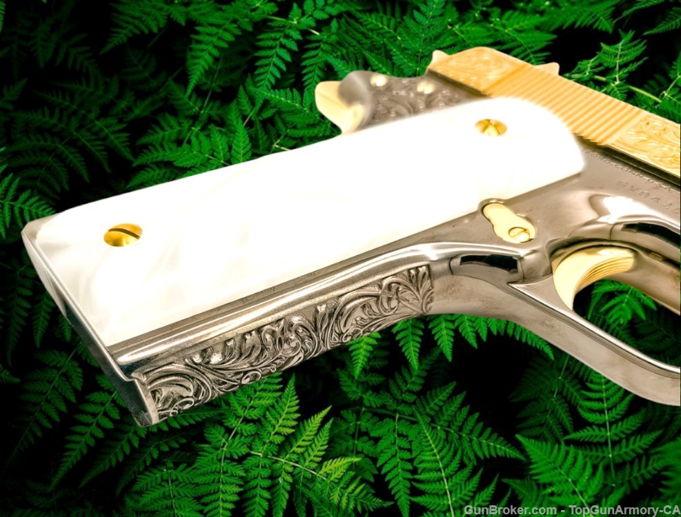 COLT 1911 Customized , 24K Gold, French Scrolls Engraved , 45ACP - RARE-img-7