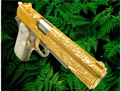 COLT 1911 Customized , 24K Gold, French Scrolls Engraved , 45ACP - RARE