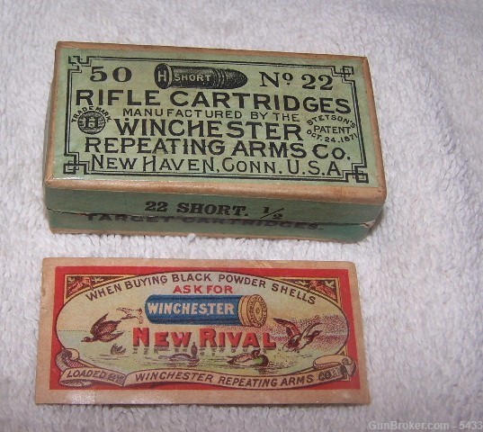 Win  Rifle cartridges, 22 Short, Oct. 24th  PATENT DATE-img-0