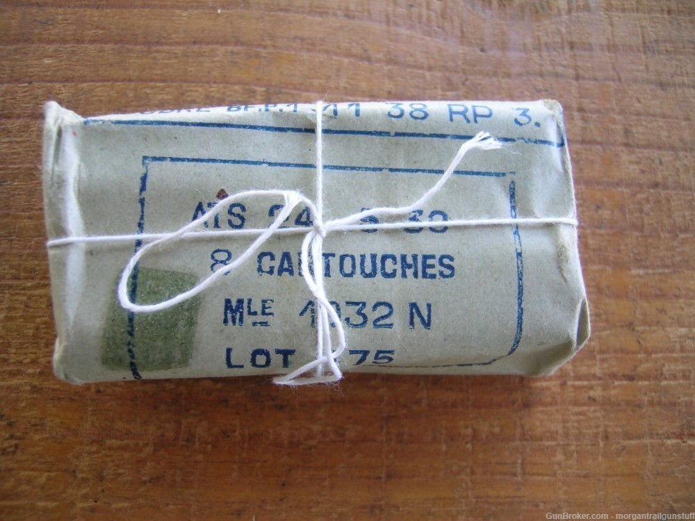 Vintage Original 8mm Lebel Military Ammo 8rd Package-img-0