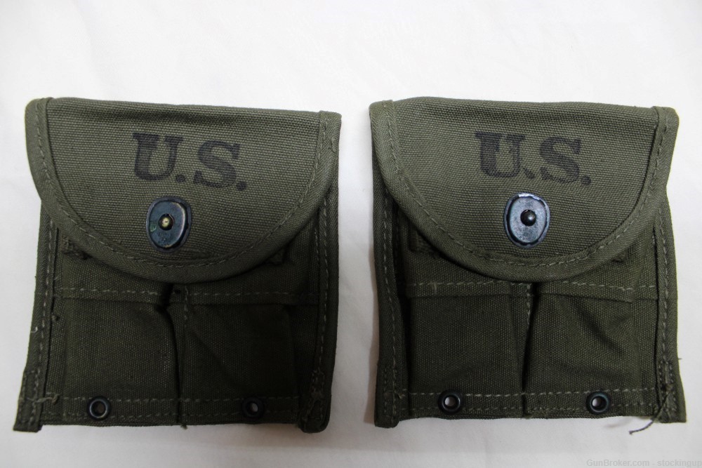 2 US Military Issue WW2 Dated 1945 M1 Carbine 15 Round Canvas Pouch-img-0