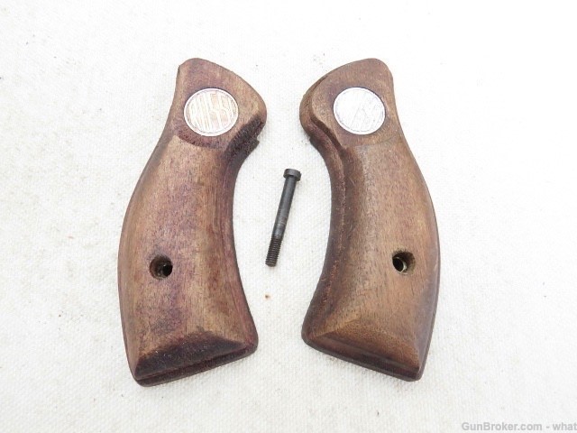 Early Rossi Small Frame Revolver Wood Pistol Grips & Grip Screw-img-0