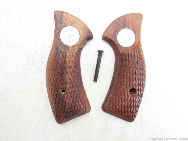 Early Rossi Small Frame Revolver Wood Pistol Grips & Grip Screw-img-0
