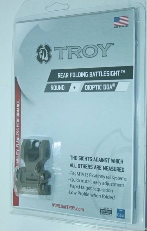 Troy Industries Rear Folding Battle Sight - Aperture - FDE Aluminum NEW-img-3