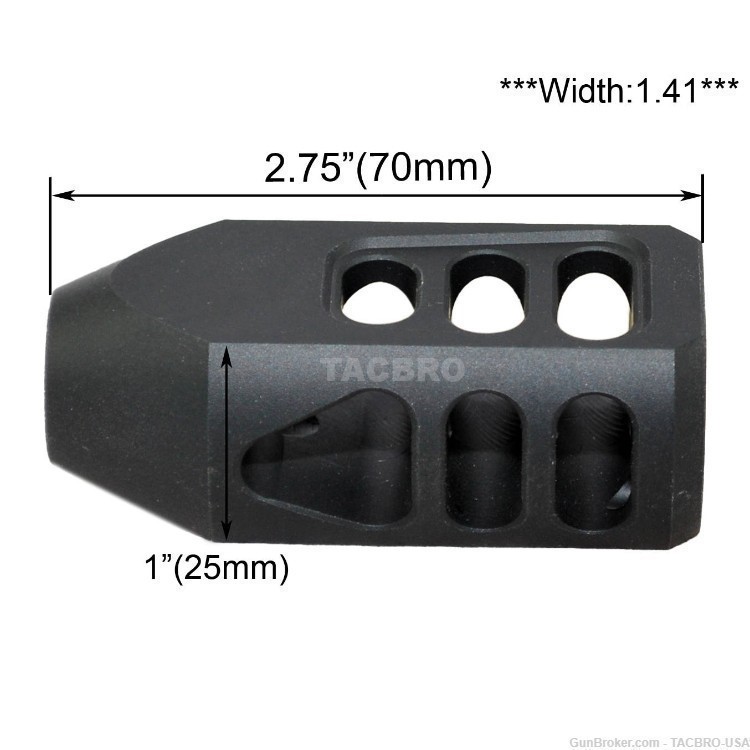 TACBRO Black Ruger PC Carbine 9MM Muzzle Brake 1/2"x28 RH TPI w/ JamNut-img-2