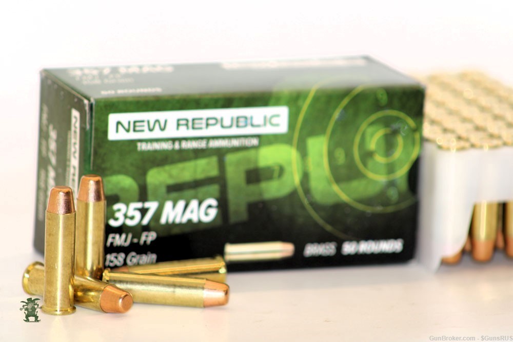 357 Magnum New Republic ® Brass FP/FMJ 158 Grain Practice/Training 50 RDS-img-0