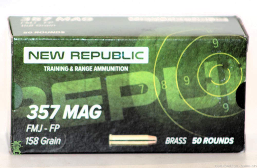 357 Magnum New Republic ® Brass FP/FMJ 158 Grain Practice/Training 50 RDS-img-2